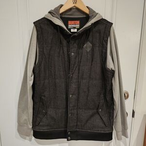 Burton Men's Black and Gray Hooded Jacket